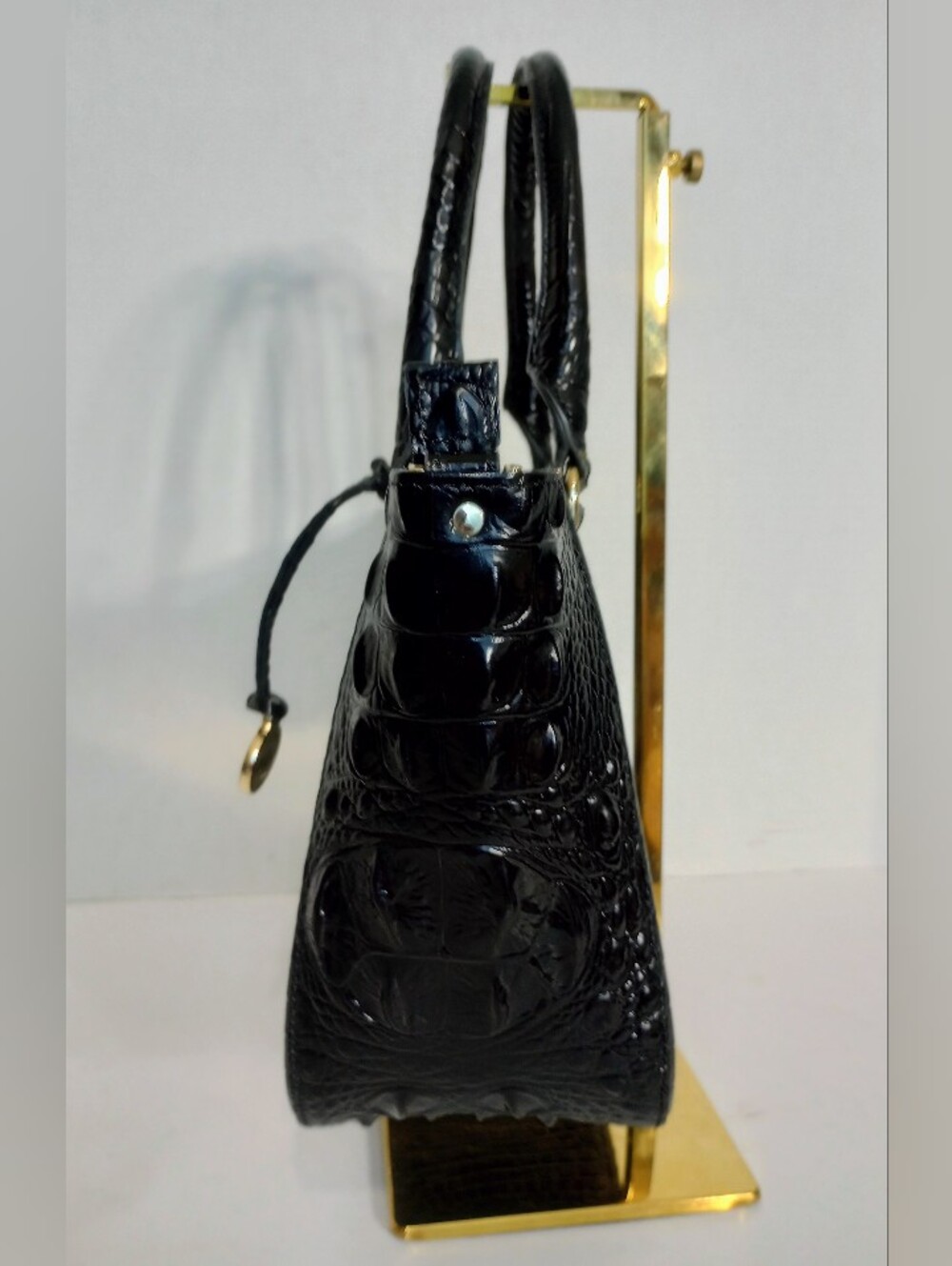 NEW Brahmin Small Ashlee Black Melbourne Croc Embossed Leather Crossbody Satchel - Picture 9 of 14